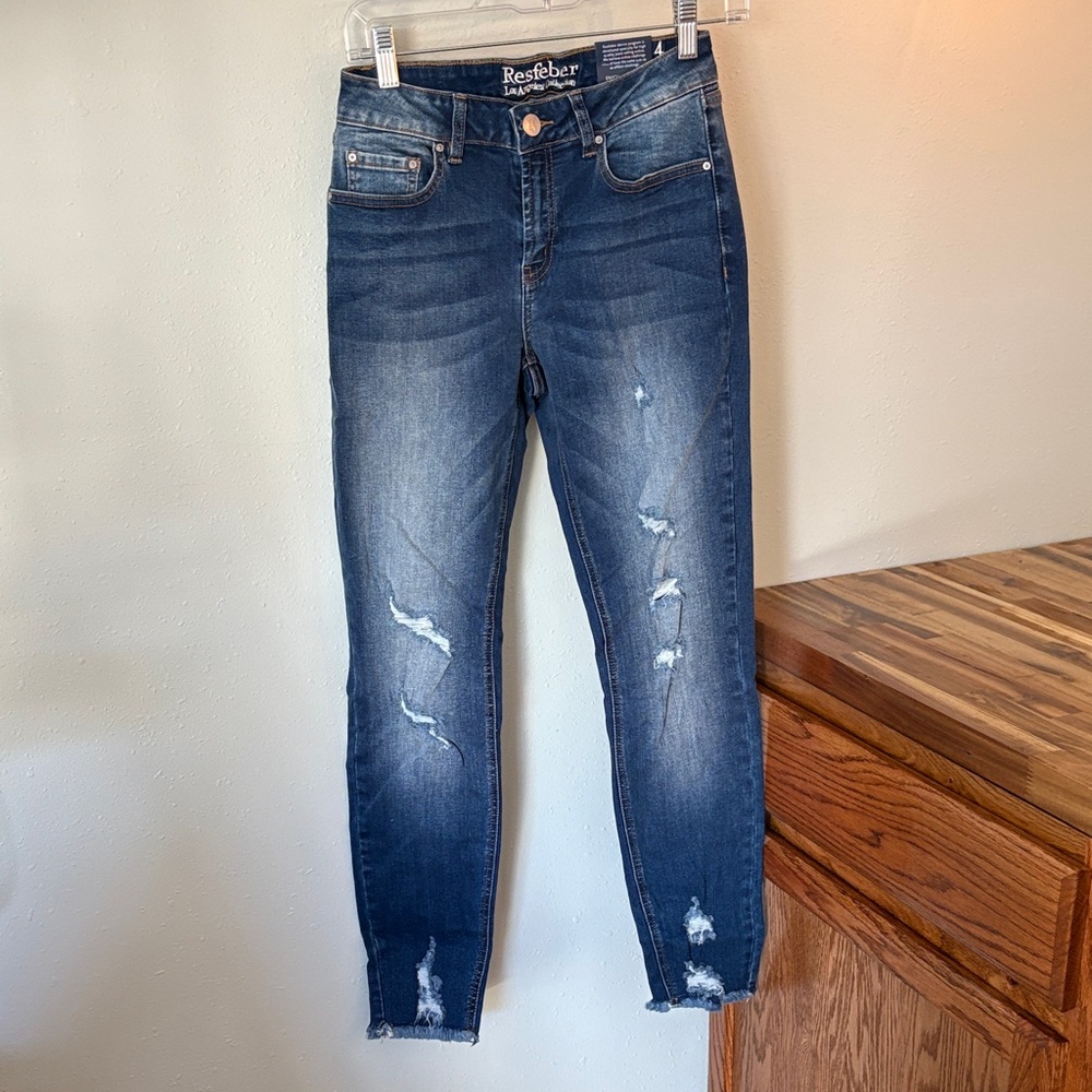 NWT Resfeber Women's Distressed Ankle Jeans - Dark Blue